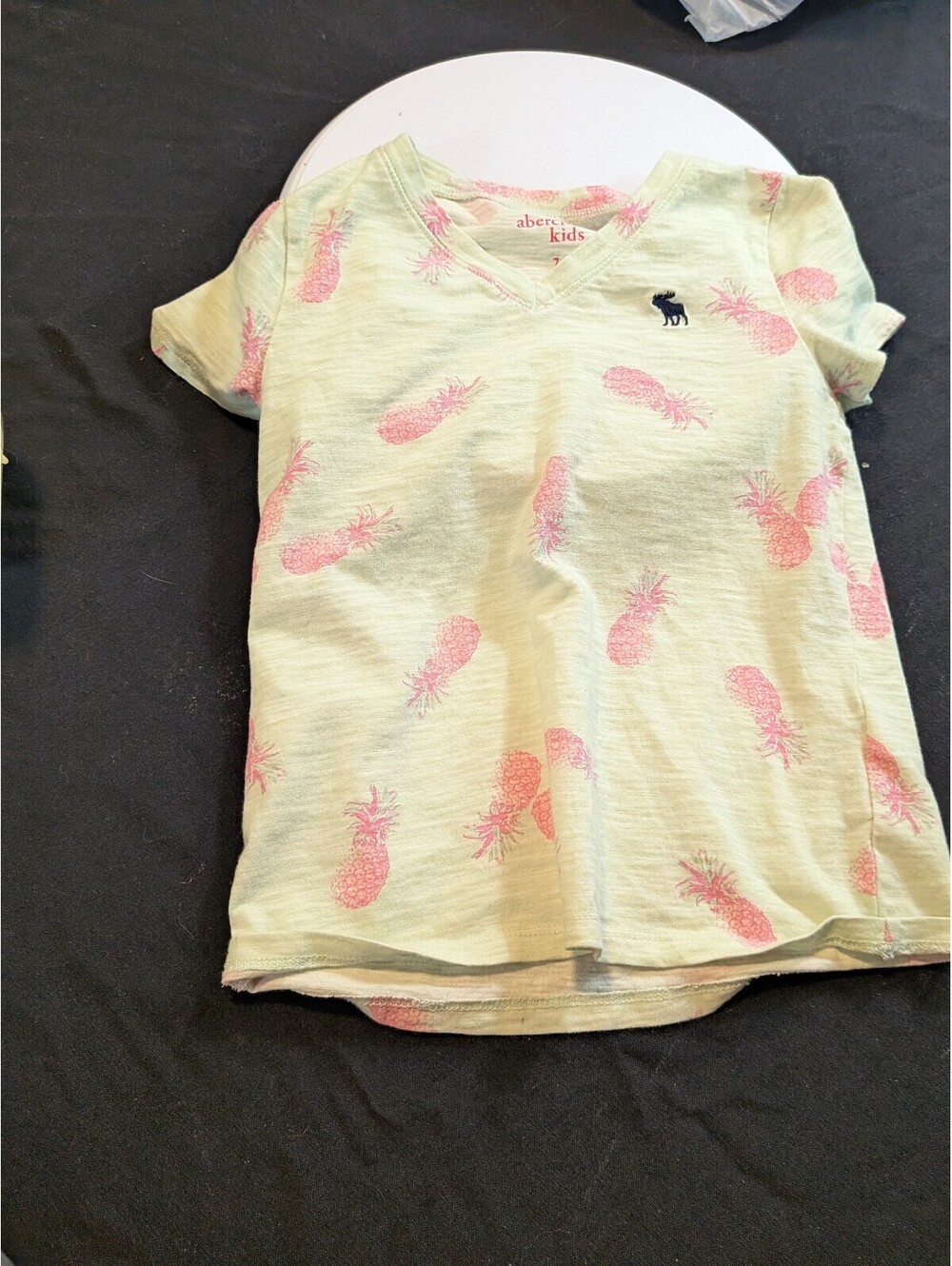Abercrombie Kids Girls Pineapple V-Neck T-Shirt 7/8